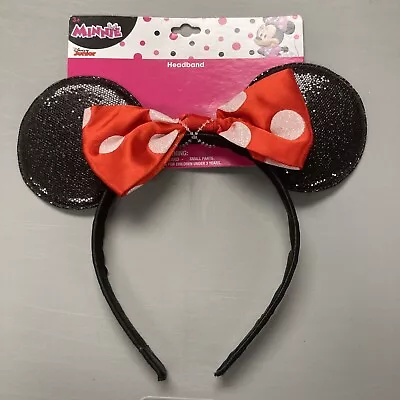 NWT Disney Junior Minnie Mouse Headband Black Ears With Red & White Bow • $2.49