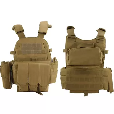 Airsoft Plate Carrier Tactical Hunting Military Army Body Armor Training Vest • £89.06