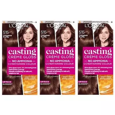 £25.90 • Buy 3 X L'Oreal Casting Creme Gloss Semi-Permanent Hair Colour 513 Iced Truffle