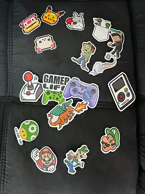 Gamer Video Games Stickers Lot Of 15 - Super Mario - Pokemon - Fortnite & More • $5