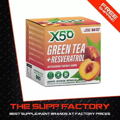 X50 GREEN TEA 60srv PEACH Flavour | Fat Burner Energy Detox • $54.95