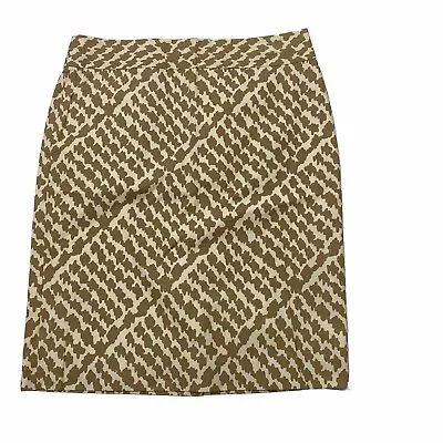 J. Crew Women's Size 8 Pencil Knee Length Cotton Skirt  Brown Taupe Print • $24.72