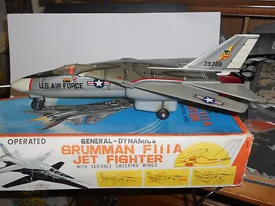 Japan Nomura Large 13 Inch Vintage Tin Battery Grumman  F111a Jet Fighter • $229.99