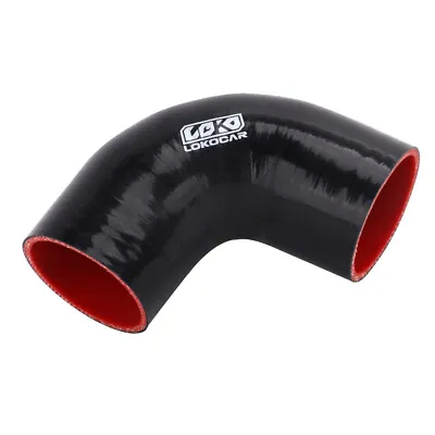 Silicone Hose Elbow Coupler Joiner Pipe 2.5  To 2.5  90° Degree Leg 102mm Black • $12.99