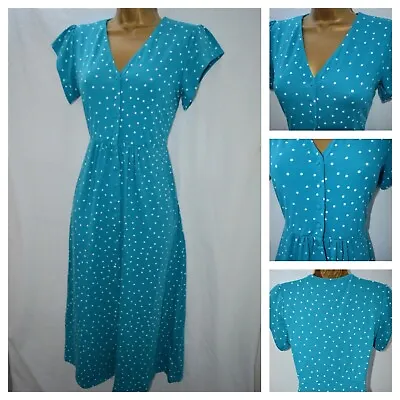 £15.99 • Buy New £65 Crew Clothing Alyssa Jersey Tea Dress Midi Teal Pola Dot Spot 8 - 18