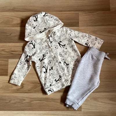 £1.85 • Buy Baby Boy Clothes 6-9 Months Preloved Looney Tunes Zip Up Hoodie Top Grey Bottoms