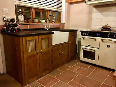 Traditional Waxed Finish Belfast Sink/appliance Unit In Solid Timber Throughout. • £1750
