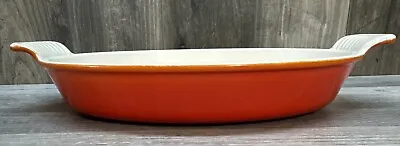 Le Creuset Cast Iron Casserole Flame Orange 28 Preowned VGUC • £28.19