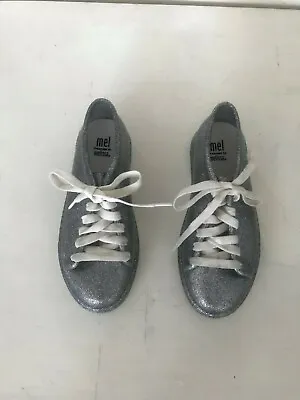 Girl's Mel Dreamed By Melissa Jelly Lace Up Shoes; Size 1; Silver • $4
