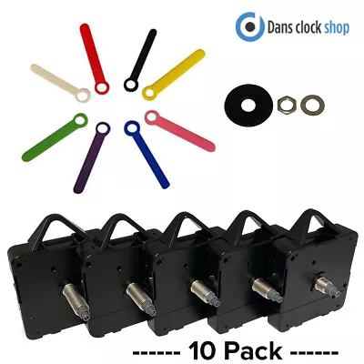 10 Pack New Quartz Clock Movement Mechanism Motor & Coloured Hands UK Seller • £24.99