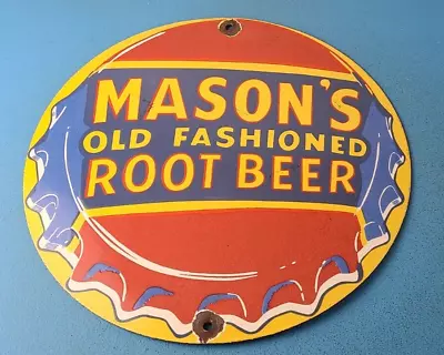 Vintage Root Beer Sign - Masons Old Fashioned Beverage Piggly Gas Oil Pump Sign • $145.47