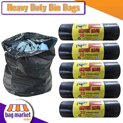 Heavy Duty Black Bin Bags On A Roll - 100 Litre - Liners Refuse Rubbish Sacks • £24.99