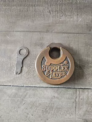 Antique / Vintage SUPPLEE 6 Lever Push Key Pancake Padlock With Key • $75