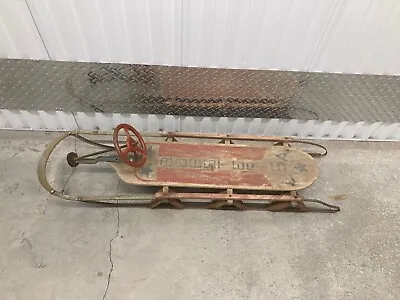 Vintage Bobster USA Sled W/ Steering Wheel - Wood & Metal • $199.99