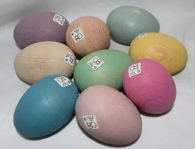 Lot Of 9 Vintage Holiday Dept 56 Multi Colored Pastel Wooden Easter Eggs • $18.50