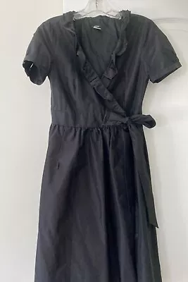 J. CREW Black Silk Taffeta Faux Wrap Dress Size 4 • $19.99