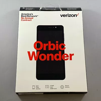 NEW SEALED Verizon Orbic Wonder 5.5  13MP 16GB 4G LTE Black Android Smartphone • $28.99
