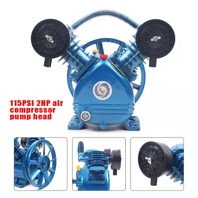 115PSI 2HP 2 Cylinder Pneumatic Air Compressor Motor Air Pump Head V-Style 1500W • $123