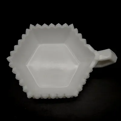 Westmoreland Milk Glass Saw Tooth Nappy Vintage  Hobnail Candy Dish Handle 5   • $16