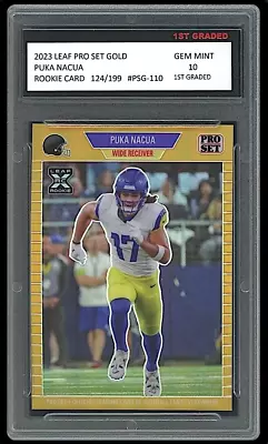 Puka Nacua 2023 Leaf Pro Set Gold 1st Graded 10 NFL Rookie Card RC LA Rams /199 • $59.99