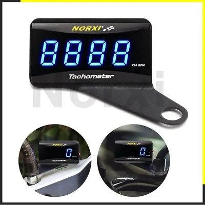 RPM Digital Inductive Tachometer Waterproof Tiny Digital Hour Tach Meter BLUE • $32.37