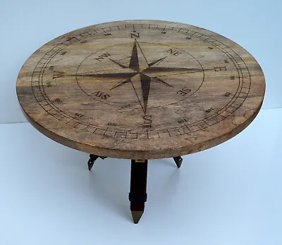 Designer Nautical Compass Style Directional Wooden Coffee Table Bar & Cafe Decor • $220.78