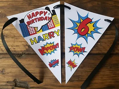 £4.99 • Buy Personalised SUPERHERO Birthday Bunting Each Banner- 4th 5th 6th ANY AGE
