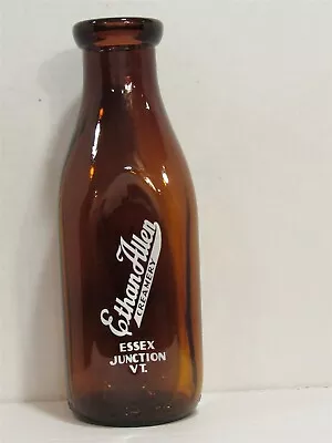 SPQ Amber Milk Bottle Ethan Allen Creamery Dairy Essex Junction VT CHITTENDEN CO • $19.99