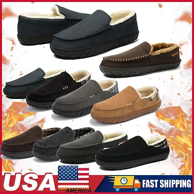 Men's Moccasin Slippers Memory Foam House Shoes Winter Slip-on Slippers US Size • $16.99