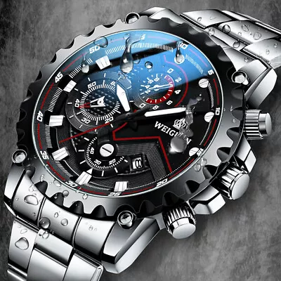 Men Watch Classic Stainless Steel Quartz Luminous Luxury Wristwatch Waterproof • $11.99