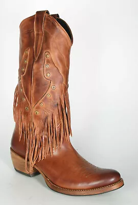 £272.66 • Buy 2315 Sancho Abarca Fado Cuero Fringe Boots New Coachella