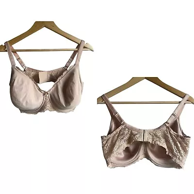 Victoria's Secret 38DD Nude Tan Full Coverage Lace Underwire Bra Nylon Blend • $15