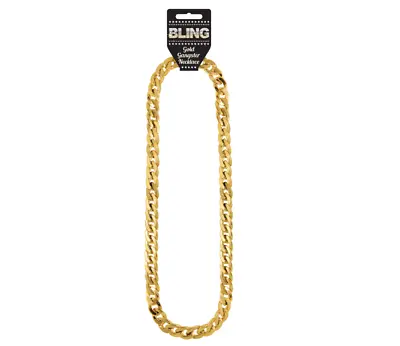 Adults Rapper Gangster Fake Gold Chain Bling Necklace Fancy Dress (U09 615) • £5.30