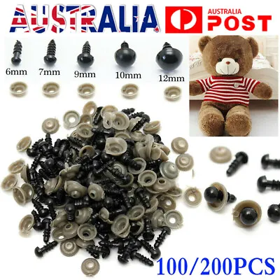100/200PCS Plastic Safety Eyes For Teddy Bear Doll Toy Animal Felting DIY 6-12mm • $4.84