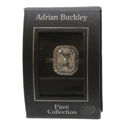 £20.99 • Buy Adrian Buckley Silver Ring Pave Collection Square Crystal Large Ladies Jewellery