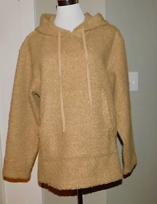 Staud Womens Sz S Bear Hoodie In Doe Cozy Sherpa Pullover Sweater Jacket $245 • $49.99