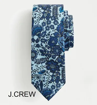 J.CREW Liberty Cotton Tie Blue Floral Navy Light Sky Baby Slim Narrow Classic 3  • $27.65