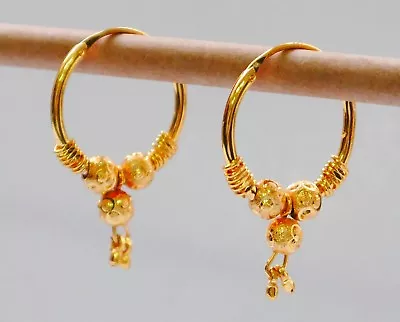 Real Looking 22 Ct Gold Plated EARRINGS - Indian Arabic Ethnic Style H108 • £9.95