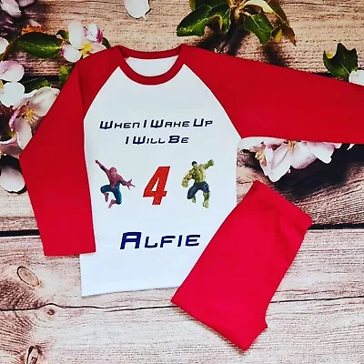 £15.99 • Buy Personalised Boys Pyjamas Superhero Party Birthday Pjs Dinosaur Wwe Spiderman...