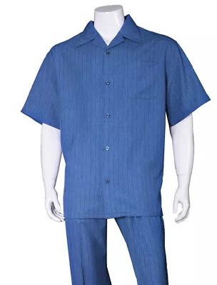 Men's 2pc Walking Suit Short Sleeve Casual Shirt & Pants Set #2971 • $41.99