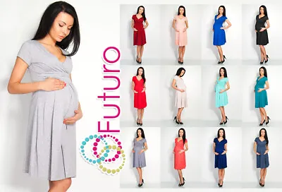 Sensible Womens Maternity Dress  Short Sleeve V-Neck Pregnancy Sizes 8-18 8416 • £11.99
