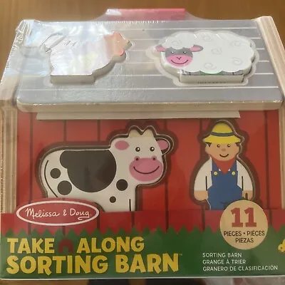 Melissa & Doug Wooden Take-Along Sorting Barn Toy - Farm Play Set For Toddlers • $19.99