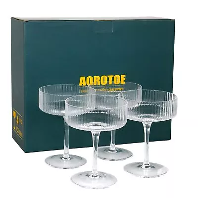 Coupe Glasses Set Of 4 Vintage Glassware Champagne Martini Cocktail Crystal W... • $46.90