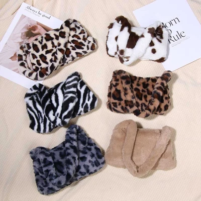 £5.96 • Buy Fur Winter Cow Print Mini Shoulder Bag Plush Underarm Handbag Leopard Print