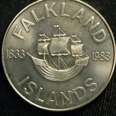 Falkland Islands Fifty Pence 50p 1983 150th Anniversary 1833 (T109) • £3.99