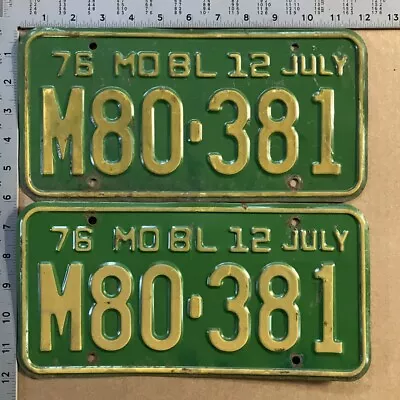 1976 Missouri Truck License Plate Pair M80-381 NOT CLEAR 15595 • $19.99