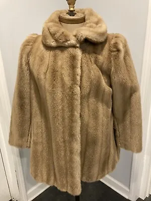 Vintage Tissavel Sycamore France Faux Fur Coat Size L 14 • $60