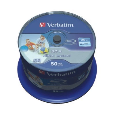 £39.04 • Buy Verbatim Blu-ray BD-R 25 GB 6x Printable Spindle (Pack Of 50) 43812