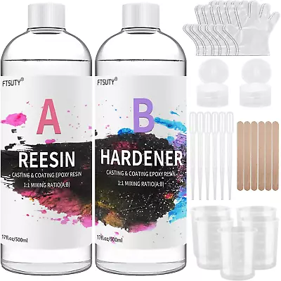 £27.94 • Buy Epoxy Resin Kit - 1000ml /34oz Crystal Clear Epoxy Resin For Casting - 1:1 Ratio