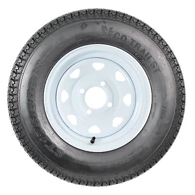Trailer Tire On Rim ST175/80D13 175/80 D 13 Load C 4 Lug White Spoke Wheel • $93.97